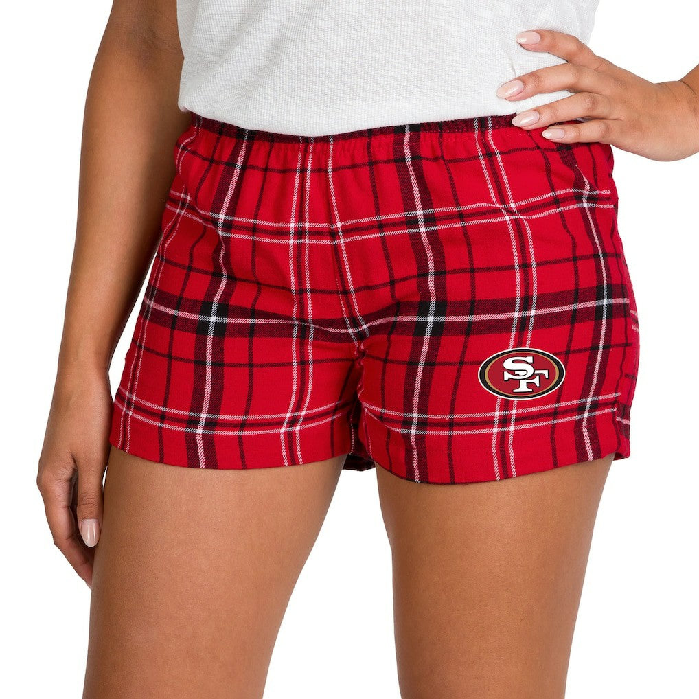 San Francisco 49ers Concepts Sport Women's Ultimate Flannel Shorts Scarlet/Black - NFL