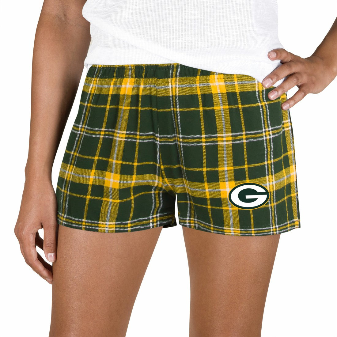 Green Bay Packers Concepts Sport Women's Ultimate Flannel Shorts Green/Gold - NFL