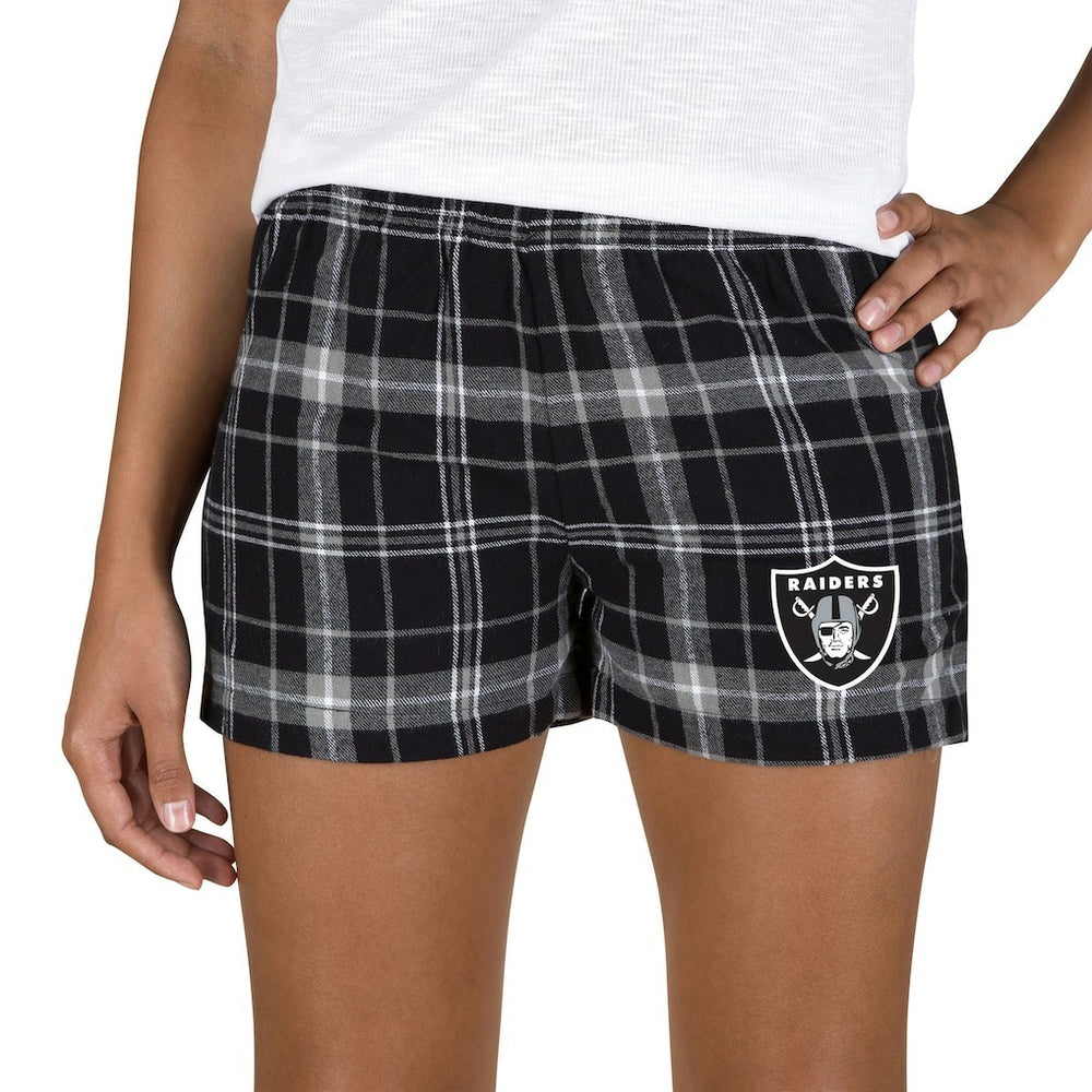 Las Vegas Raiders Concepts Sport Women's Ultimate Flannel Shorts Black/Gray - NFL