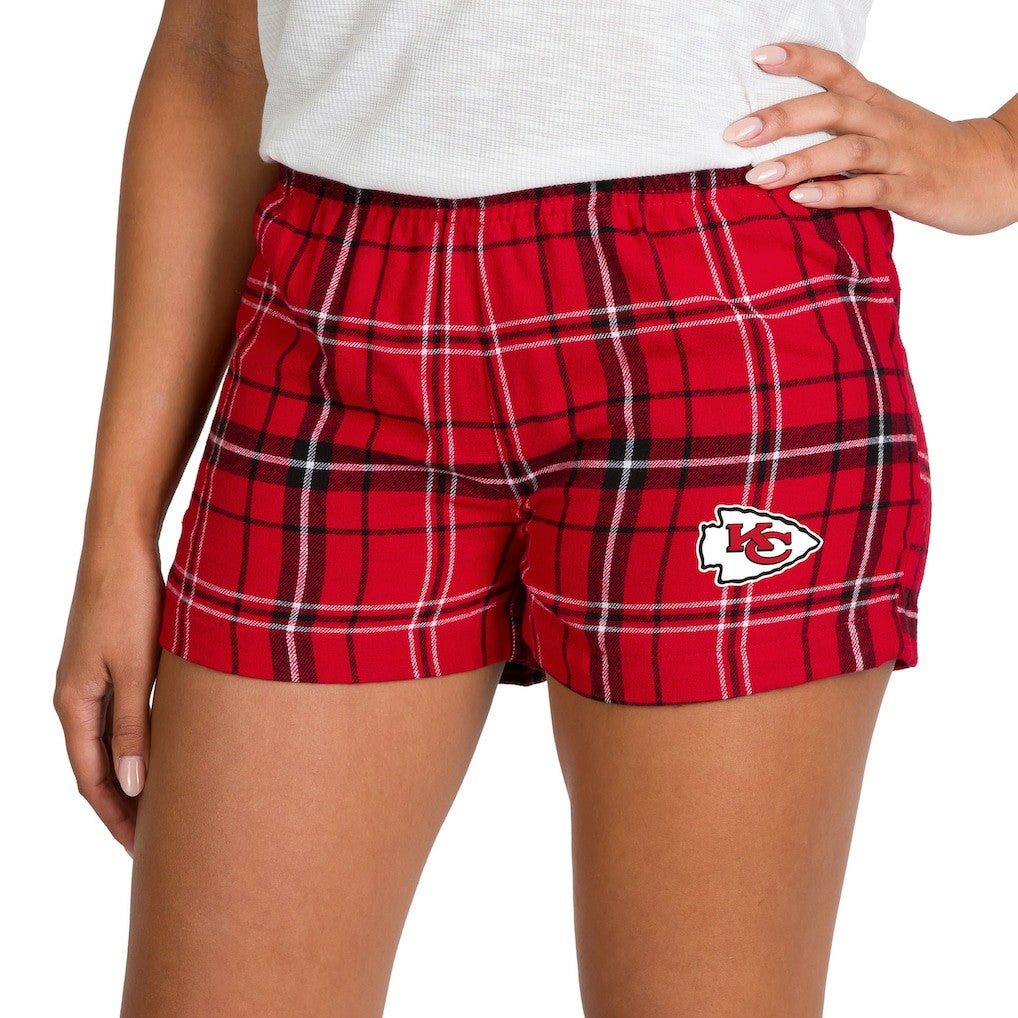 Kansas City Chiefs Concepts Sport Women's Ultimate Flannel Shorts Red/Black - NFL