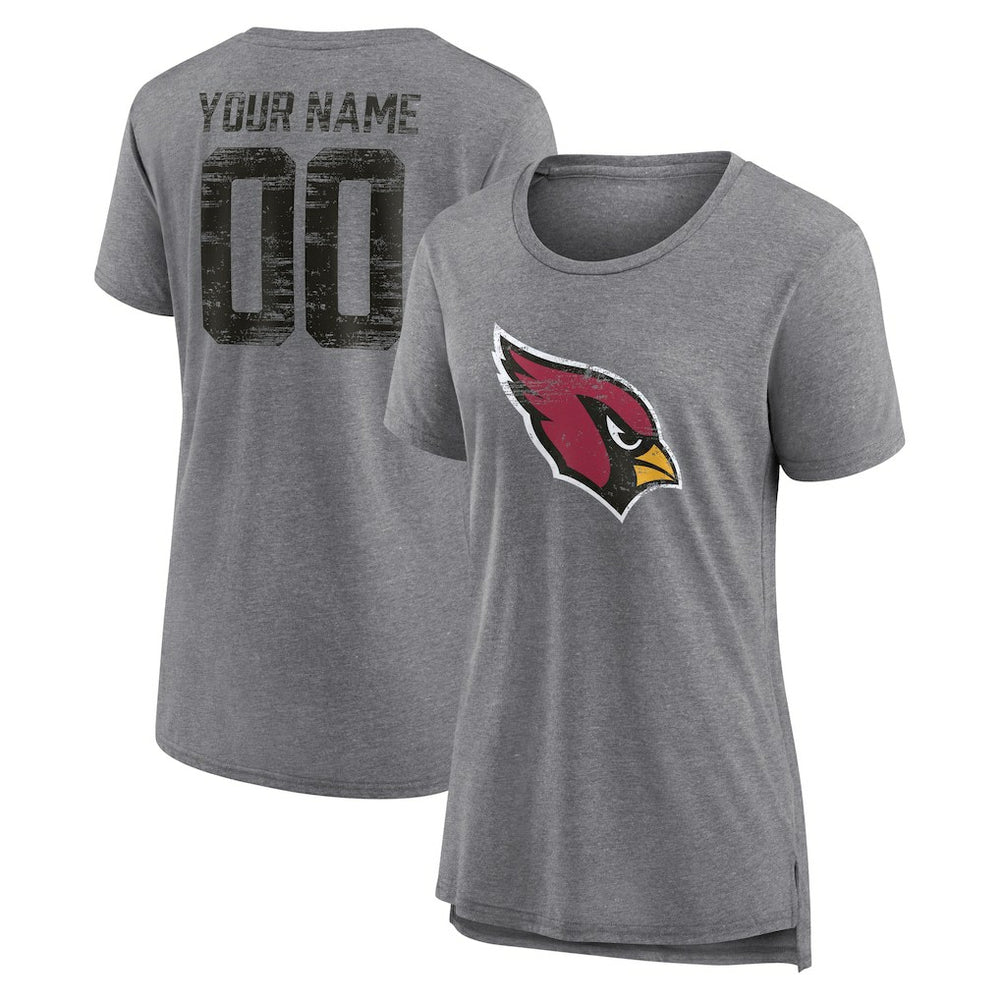 Arizona Cardinals Women's Heritage Custom Name & Number Tri-Blend T-Shirt Gray - NFL
