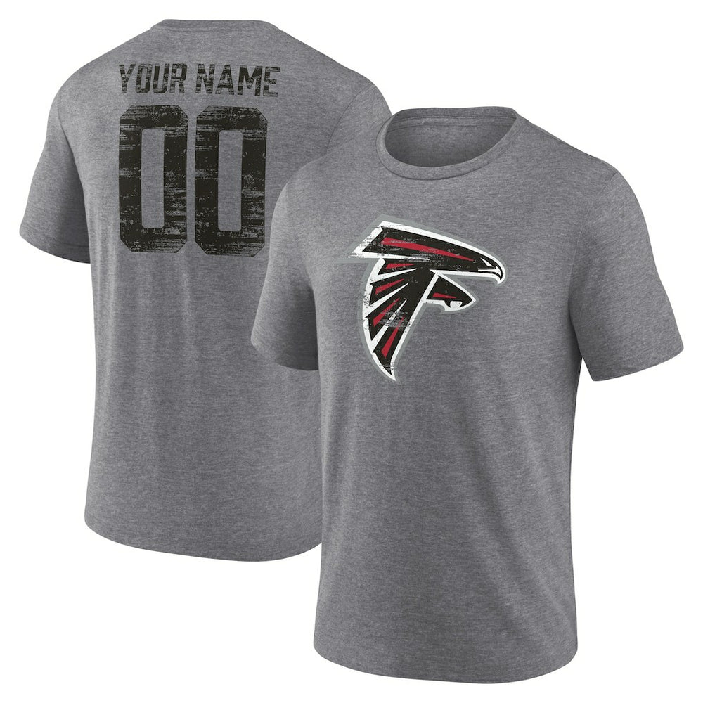 Atlanta Falcons Heritage Custom Name & Number Tri-Blend T-Shirt Gray - NFL