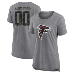 Atlanta Falcons Women's Heritage Custom Name & Number Tri-Blend T-Shirt Gray - NFL