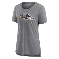Baltimore Ravens Women's Heritage Custom Name & Number Tri-Blend T-Shirt Gray - NFL