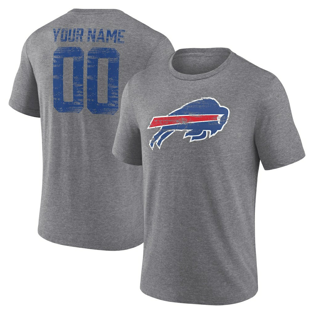 Buffalo Bills Heritage Custom Name & Number Tri-Blend T-Shirt Gray - NFL