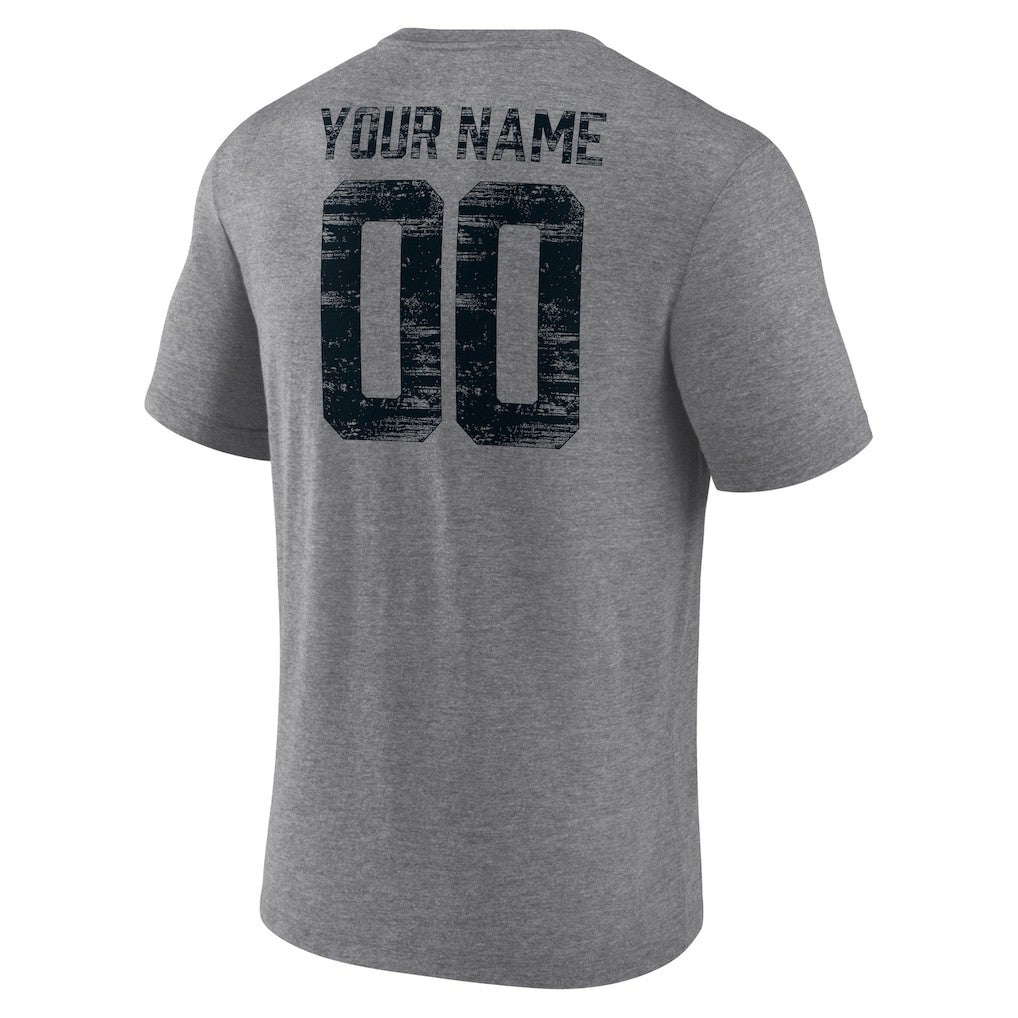 Carolina Panthers Heritage Custom Name & Number Tri-Blend T-Shirt Gray - NFL