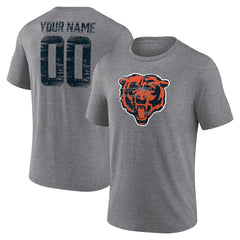 Chicago Bears Heritage Custom Name & Number Tri-Blend T-Shirt Gray - NFL