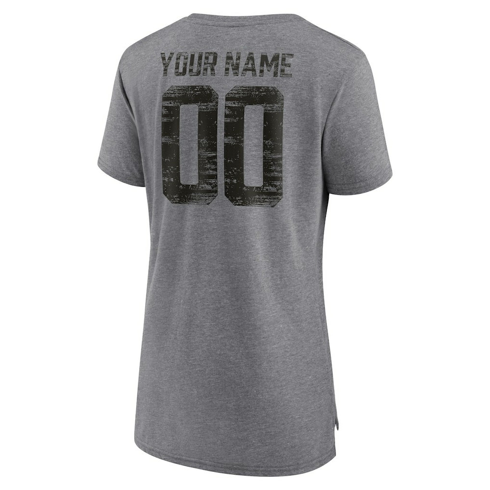 Cincinnati Bengals Women's Heritage Custom Name & Number Tri-Blend T-Shirt Gray - NFL
