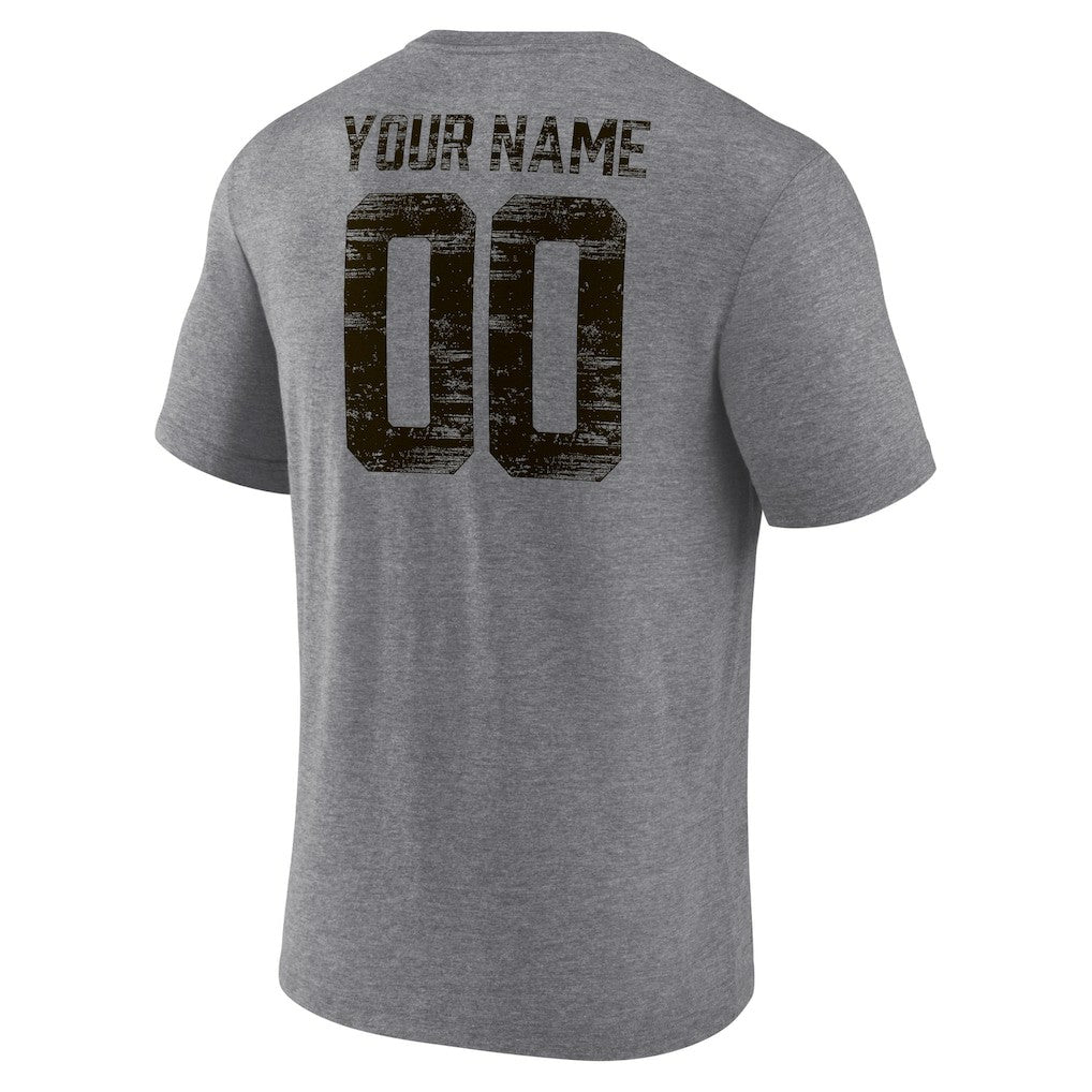 Cleveland Browns Heritage Custom Name & Number Tri-Blend T-Shirt Gray - NFL