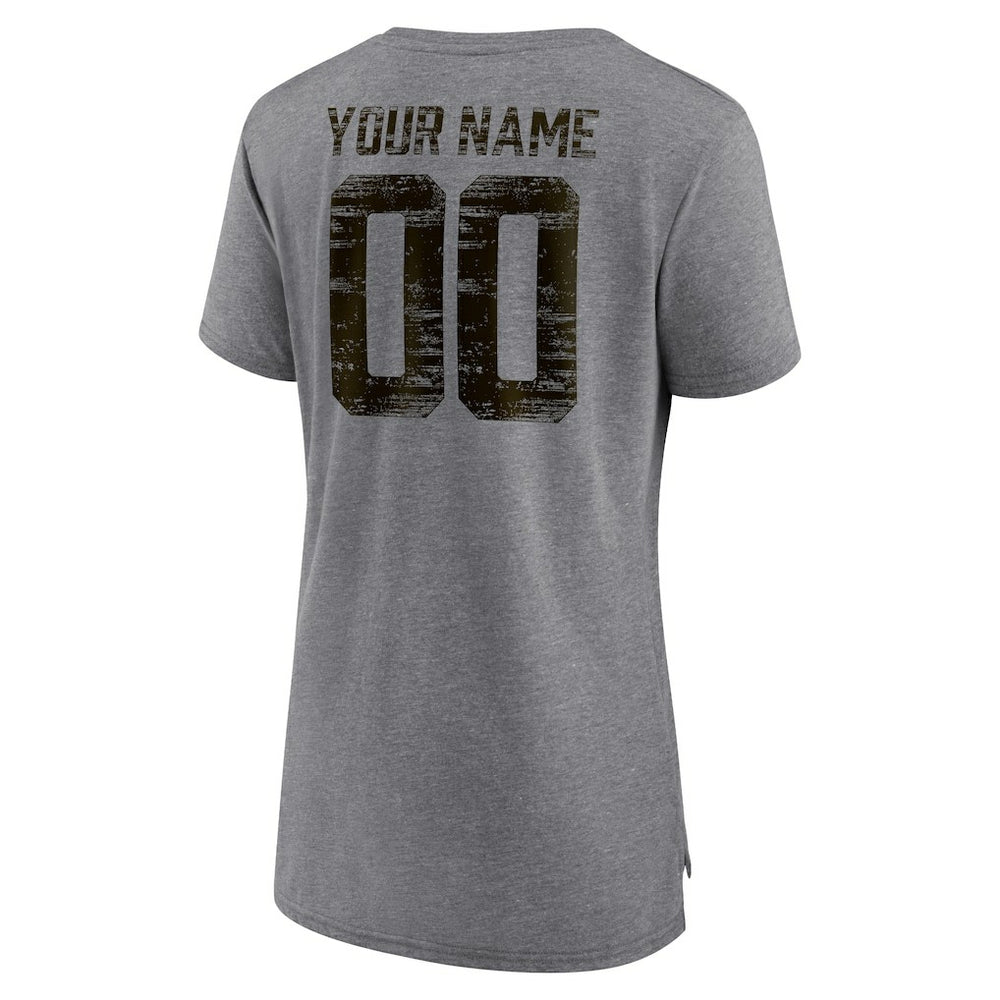 Cleveland Browns Women's Heritage Custom Name & Number Tri-Blend T-Shirt Gray - NFL
