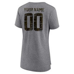 Cleveland Browns Women's Heritage Custom Name & Number Tri-Blend T-Shirt Gray - NFL