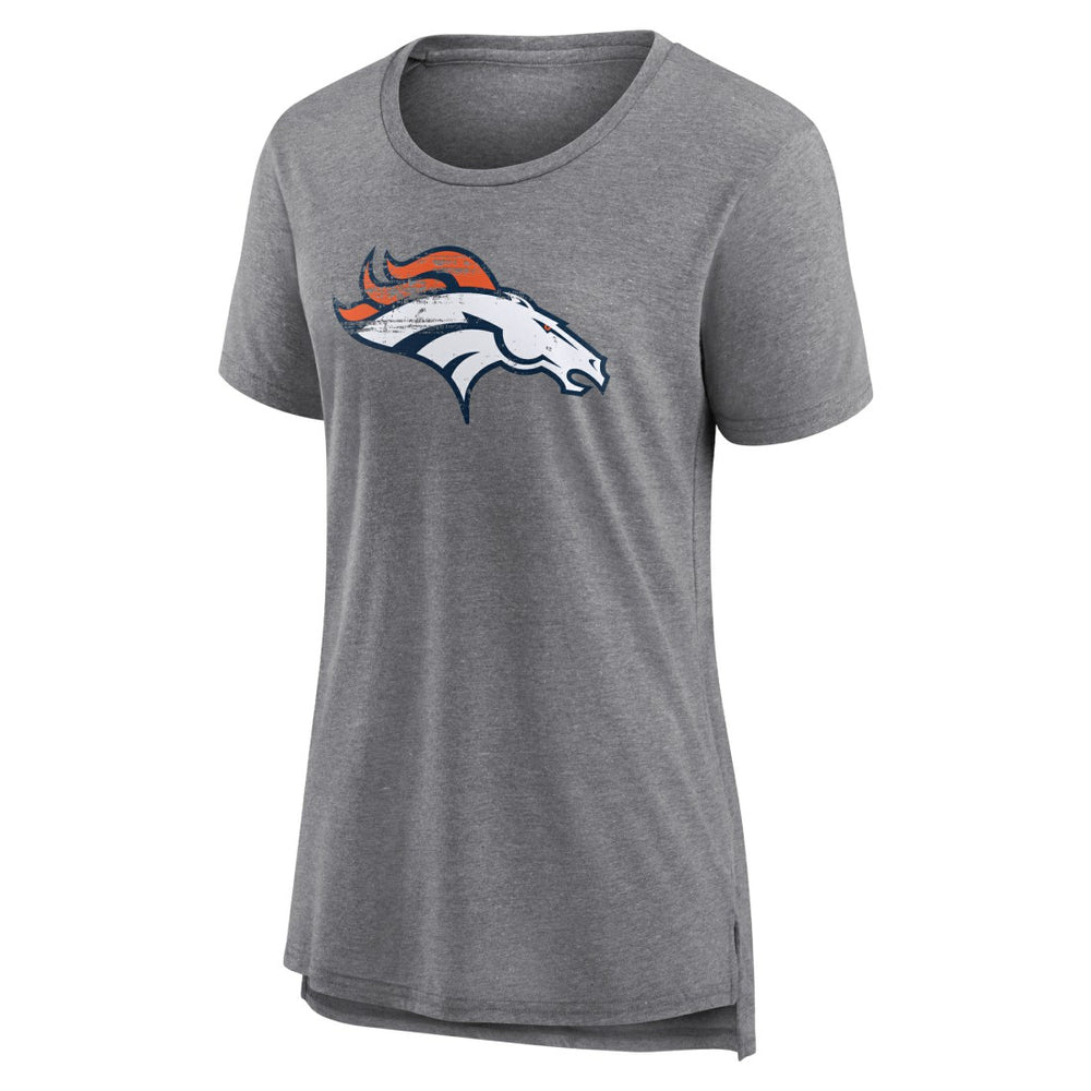 Denver Broncos Women's Heritage Custom Name & Number Tri-Blend T-Shirt Gray - NFL