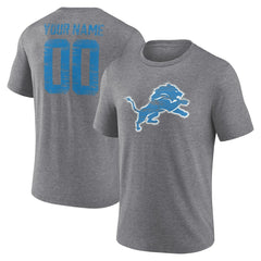 Detroit Lions Heritage Custom Name & Number Tri-Blend T-Shirt Gray - NFL