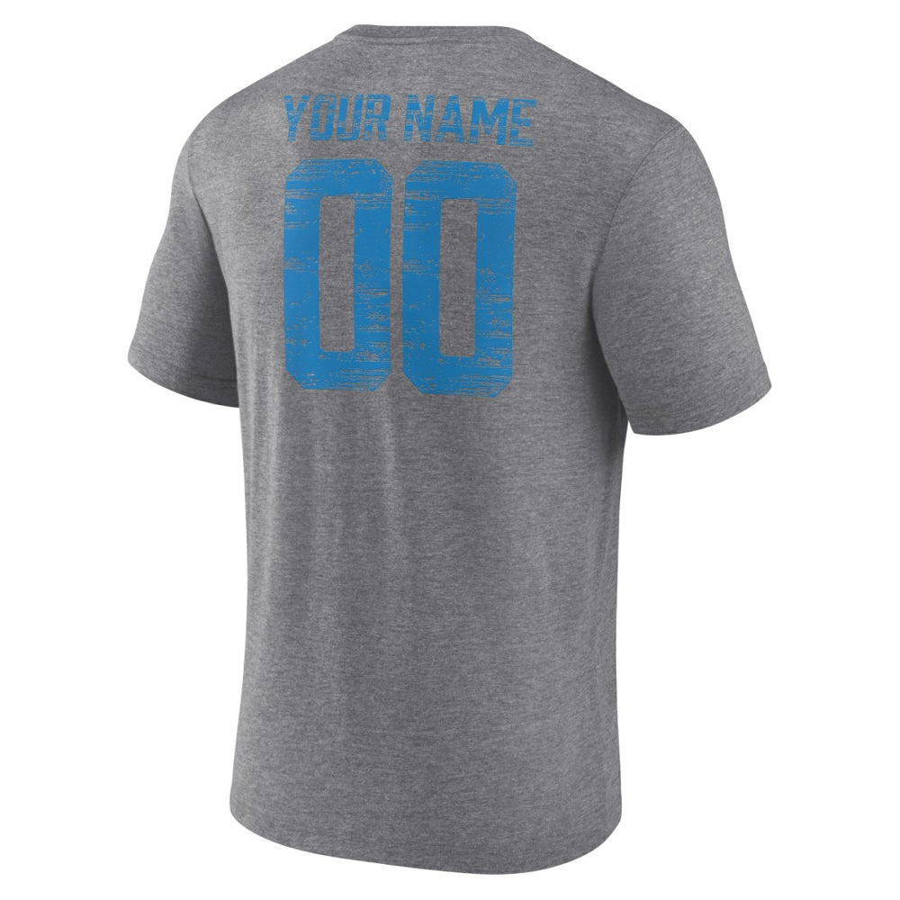 Detroit Lions Heritage Custom Name & Number Tri-Blend T-Shirt Gray - NFL