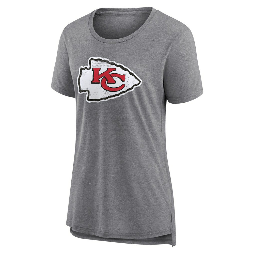 Kansas City Chiefs Women's Heritage Custom Name & Number Tri-Blend T-Shirt Gray - NFL