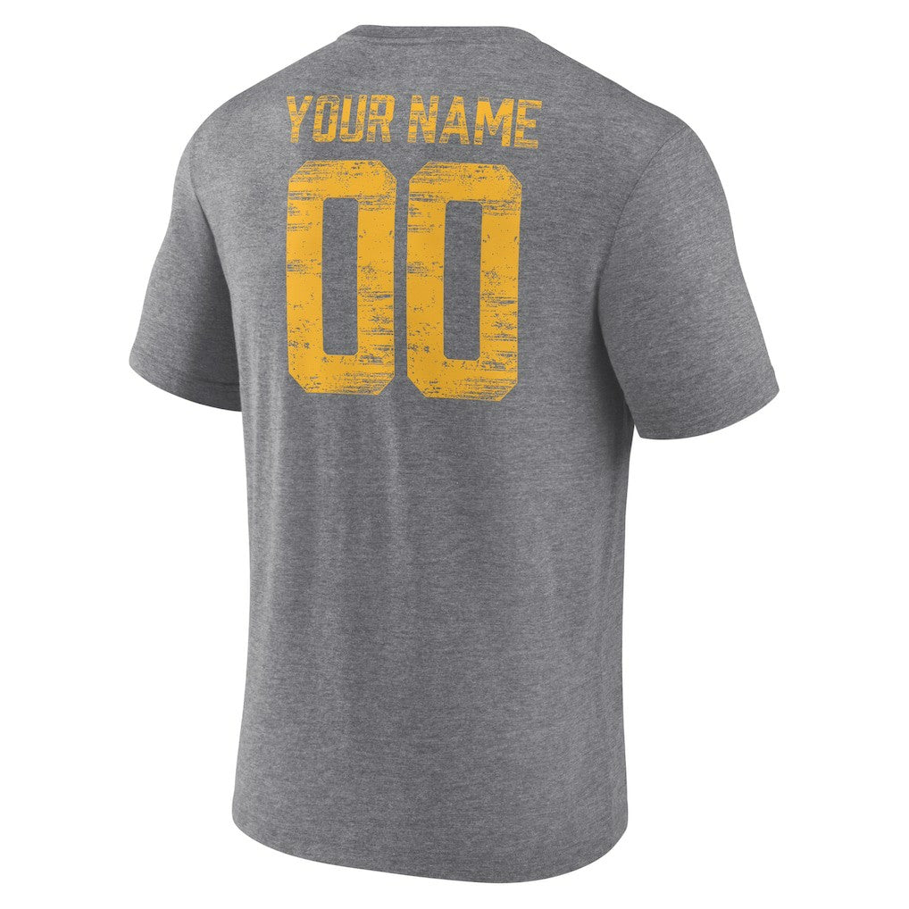Los Angeles Chargers Heritage Custom Name & Number Tri-Blend T-Shirt Gray - NFL