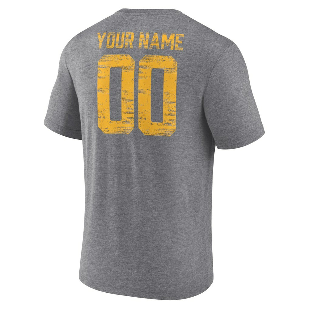 Los Angeles Chargers Heritage Custom Name & Number Tri-Blend T-Shirt Gray - NFL