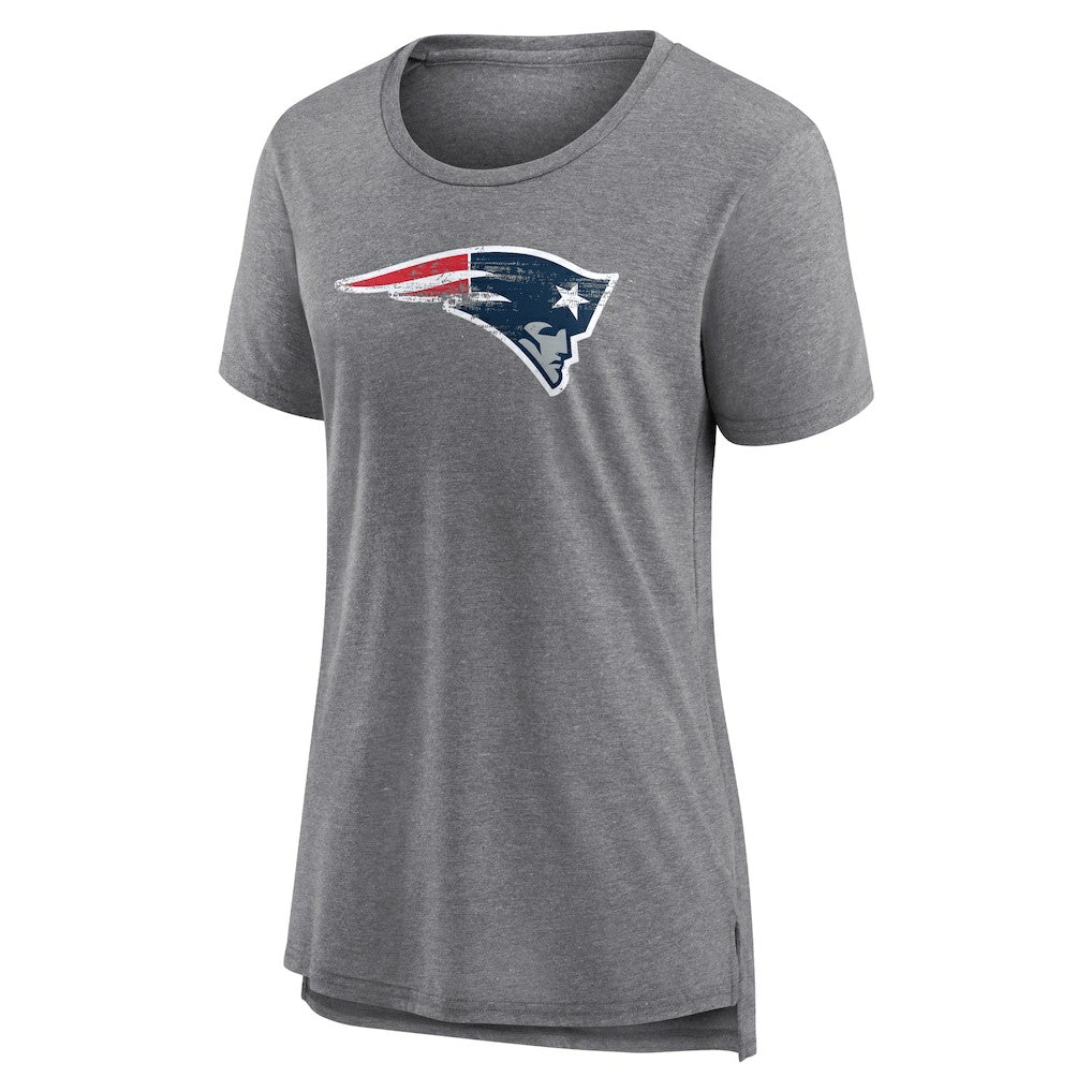 New England Patriots Women's Heritage Custom Name & Number Tri-Blend T-Shirt Gray - NFL