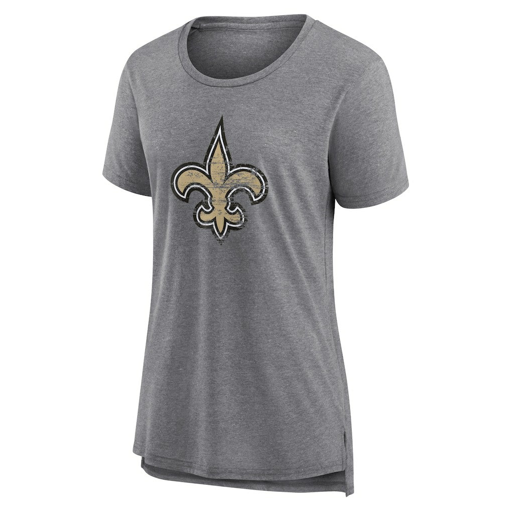New Orleans Saints Women's Heritage Custom Name & Number Tri-Blend T-Shirt Gray - NFL