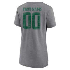 New York Jets Women's Heritage Custom Name & Number Tri-Blend T-Shirt Gray - NFL