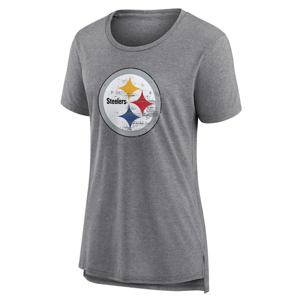 Pittsburgh Steelers Women's Heritage Custom Name & Number Tri-Blend T-Shirt Gray - NFL