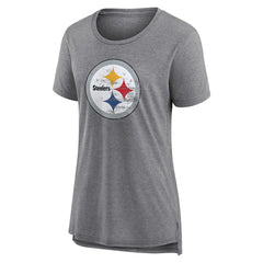 Pittsburgh Steelers Women's Heritage Custom Name & Number Tri-Blend T-Shirt Gray - NFL