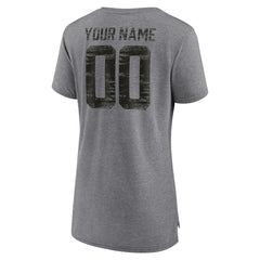 Pittsburgh Steelers Women's Heritage Custom Name & Number Tri-Blend T-Shirt Gray - NFL