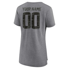Tampa Bay Buccaneers Women's Heritage Custom Name & Number Tri-Blend T-Shirt Gray - NFL
