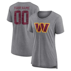 Washington Commanders Women's Heritage Custom Name & Number Tri-Blend T-Shirt Gray - NFL