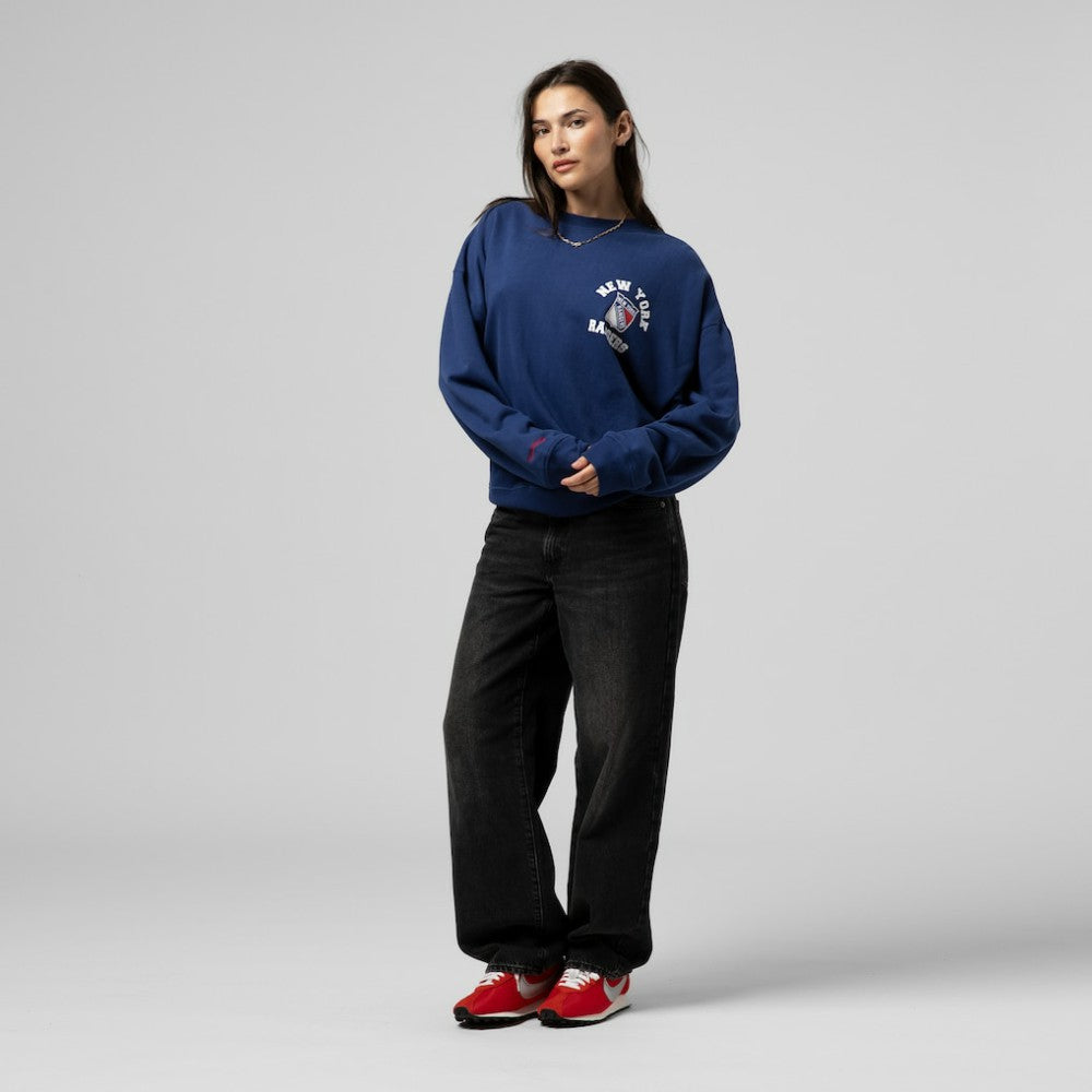 New York Rangers Mitchell & Ness Women's Vintage Crewneck Sweatshirt Blue