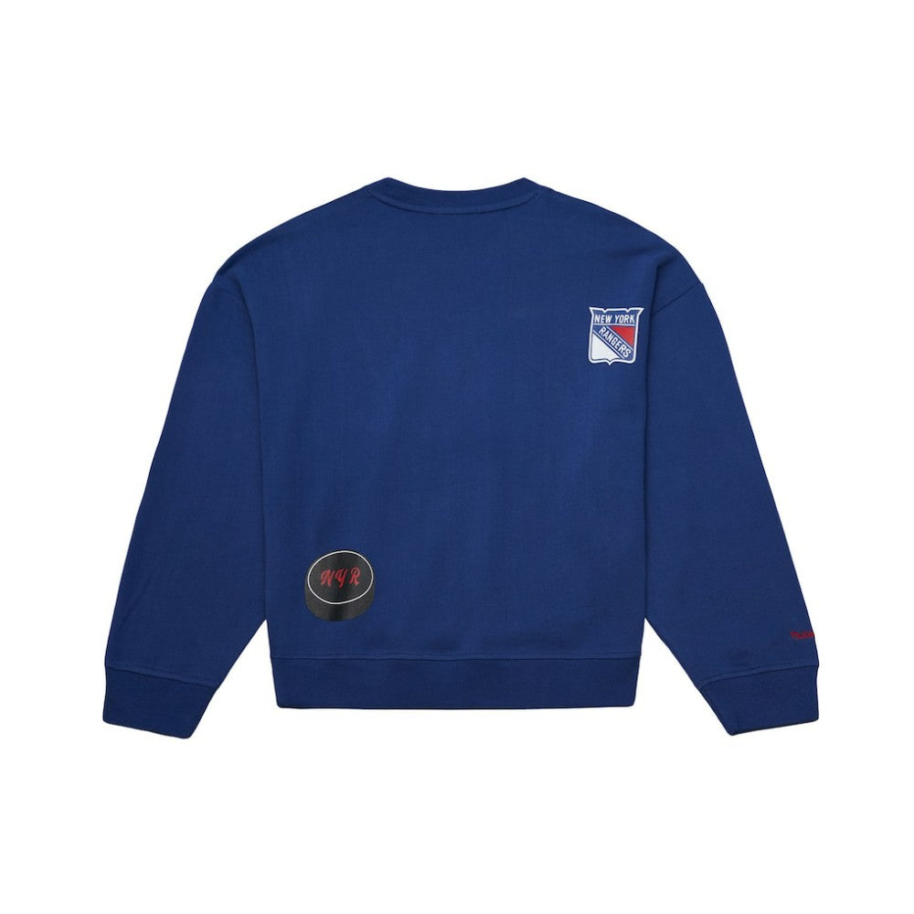 New York Rangers Mitchell & Ness Women's Vintage Crewneck Sweatshirt Blue