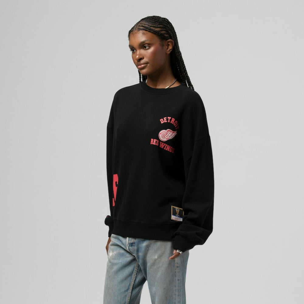 Detroit Red Wings - Mitchell & Ness Women's Vintage Crewneck Sweatshirt Black