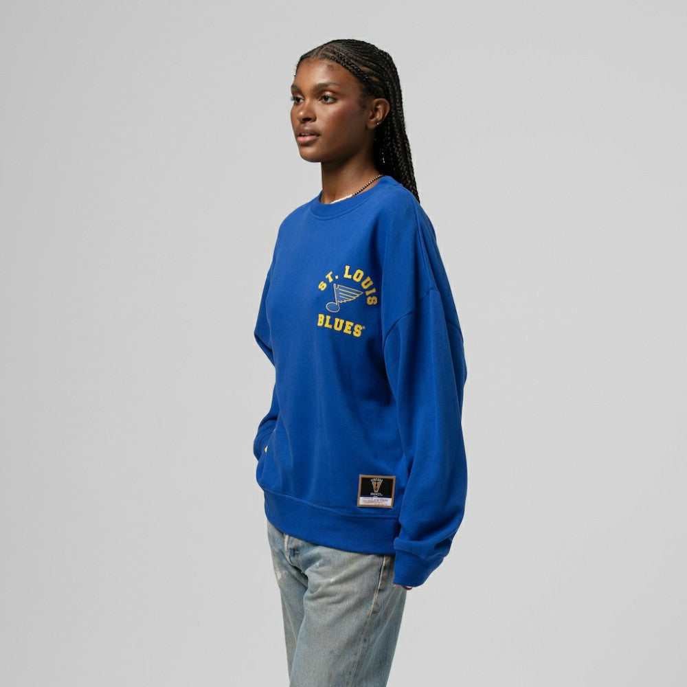 St. Louis Blues - Mitchell & Ness Women's Vintage Crewneck Sweatshirt Blue