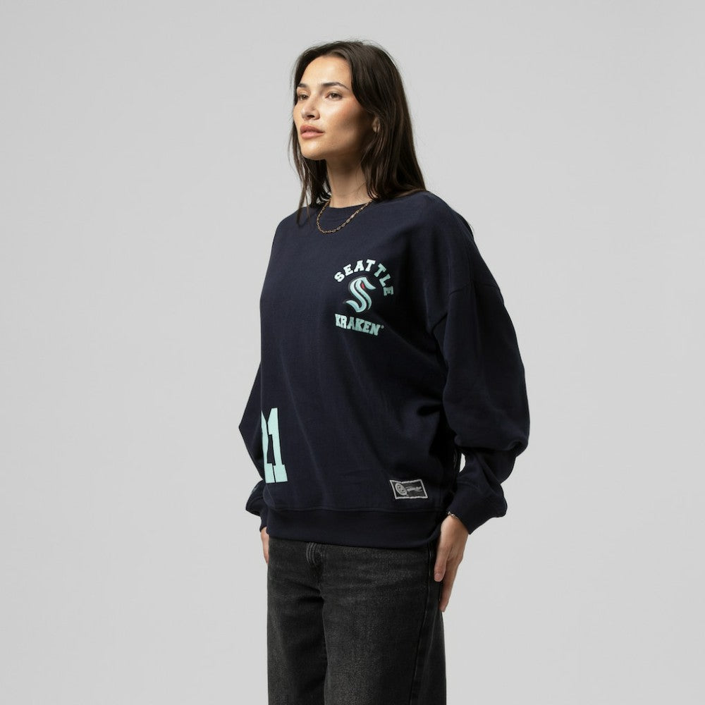 Seattle Kraken Mitchell & Ness Women's Vintage Crewneck Sweatshirt Deep Sea Blue