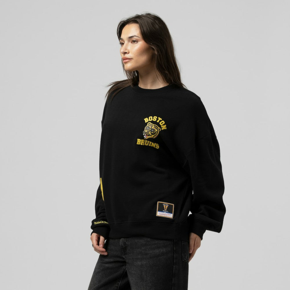 Boston Bruins Mitchell & Ness Women's Vintage Crewneck Sweatshirt Black