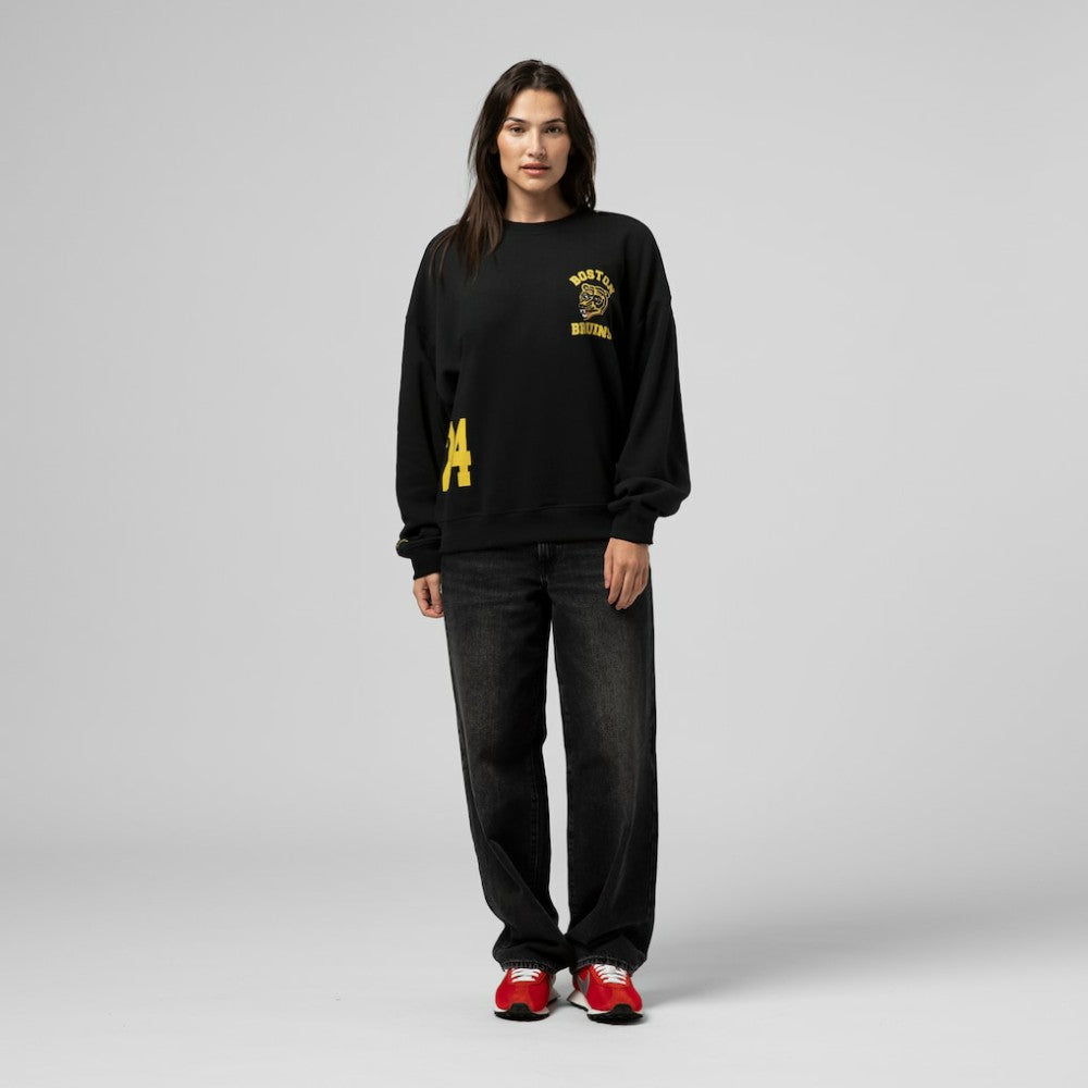 Boston Bruins Mitchell & Ness Women's Vintage Crewneck Sweatshirt Black