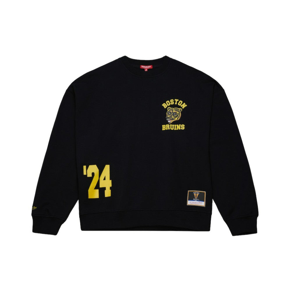 Boston Bruins Mitchell & Ness Women's Vintage Crewneck Sweatshirt Black