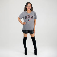 Houston Texans Gameday Couture Women's Relaxed Iconic Edge Rhinestone V-Neck T-Shirt Gray - NFL