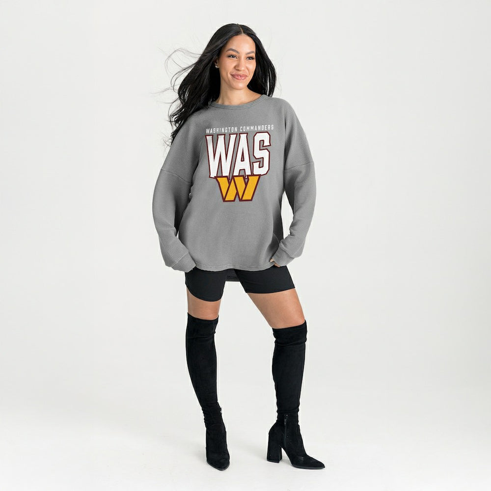 Washington Commanders Gameday Couture Women's Oversized Pure Motion Corded Sweatshirt Gray - NFL