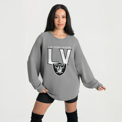 Las Vegas Raiders Gameday Couture Women's Oversized Pure Motion Corded Sweatshirt Gray - NFL