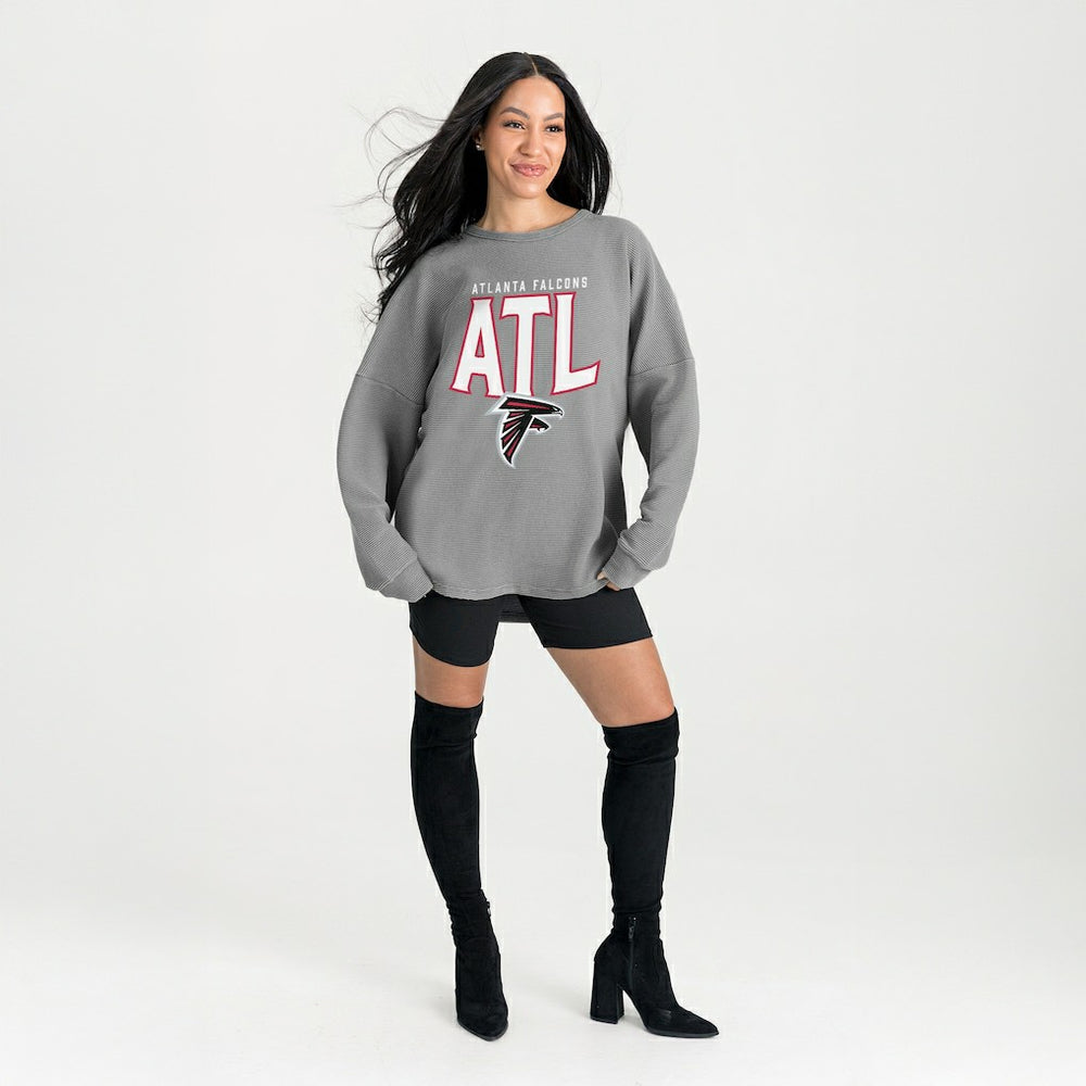 Atlanta Falcons Gameday Couture Women's Oversized Pure Motion Corded Sweatshirt Gray - NFL