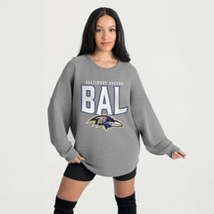 Baltimore Ravens Gameday Couture Women's Oversized Pure Motion Corded Sweatshirt Gray - NFL