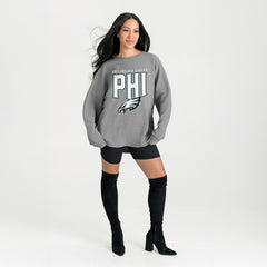 Philadelphia Eagles Gameday Couture Women's Oversized Pure Motion Corded Sweatshirt Gray - NFL
