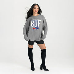 Buffalo Bills Gameday Couture Women's Oversized Pure Motion Corded Sweatshirt Gray - NFL