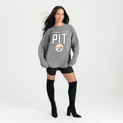Pittsburgh Steelers Gameday Couture Women's Oversized Pure Motion Corded Sweatshirt Gray - NFL