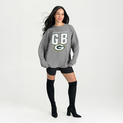 Green Bay Packers Gameday Couture Women's Oversized Pure Motion Corded Sweatshirt Gray - NFL