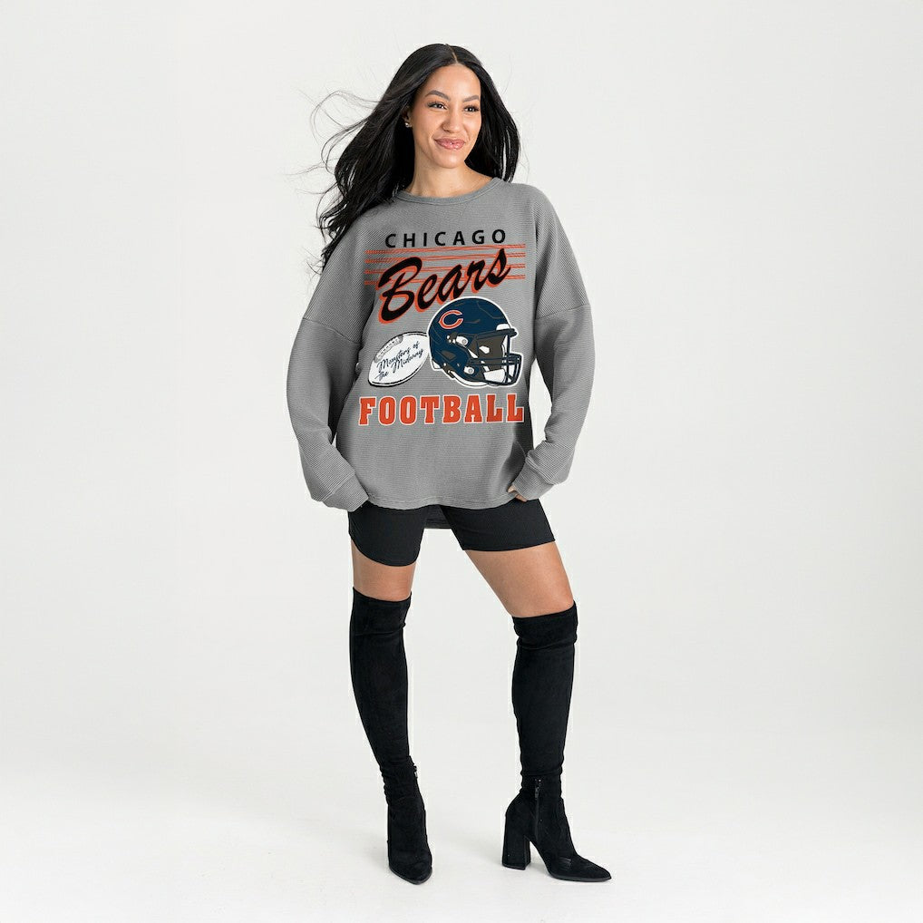 Chicago Bears Gameday Couture Women's Oversized Sweet Victory Corded Sweatshirt Gray - NFL