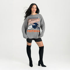 Denver Broncos Gameday Couture Women's Oversized Sweet Victory Corded Sweatshirt Gray - NFL