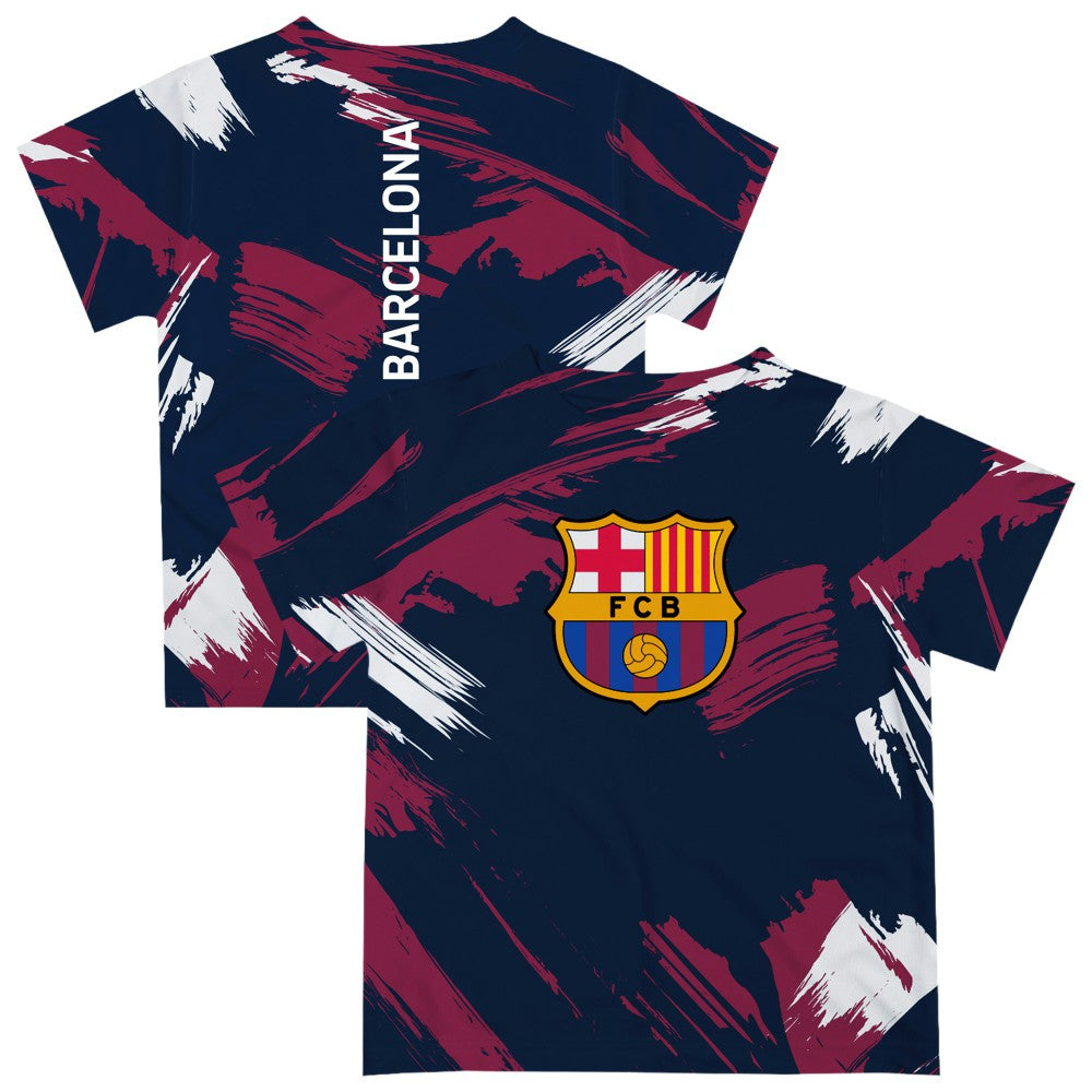 Barcelona Vive La Fete Youth Paint Brush T-Shirts - Navy