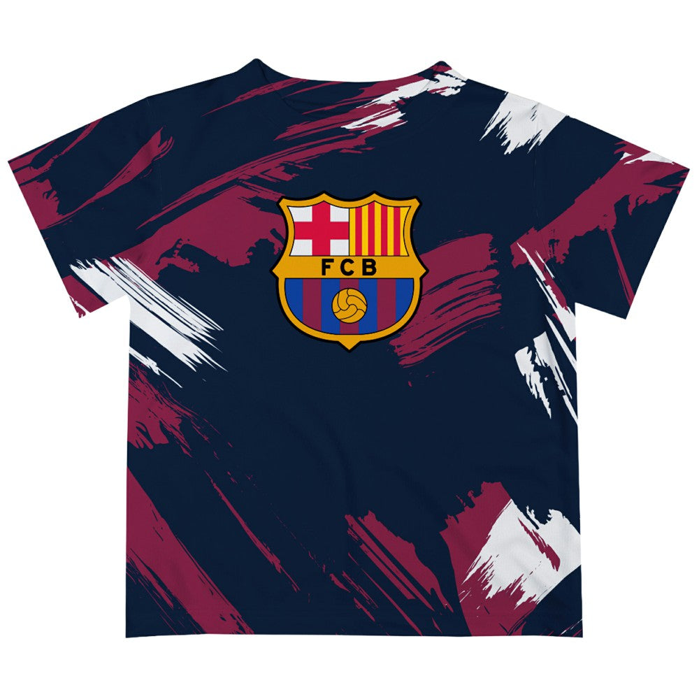 Barcelona Vive La Fete Youth Paint Brush T-Shirts - Navy